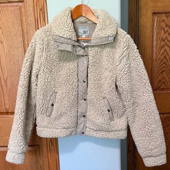 Kut from the Kloth Jackets & Blazers - Kut from the Kloth Textured Sherpa Jacket in Cream
